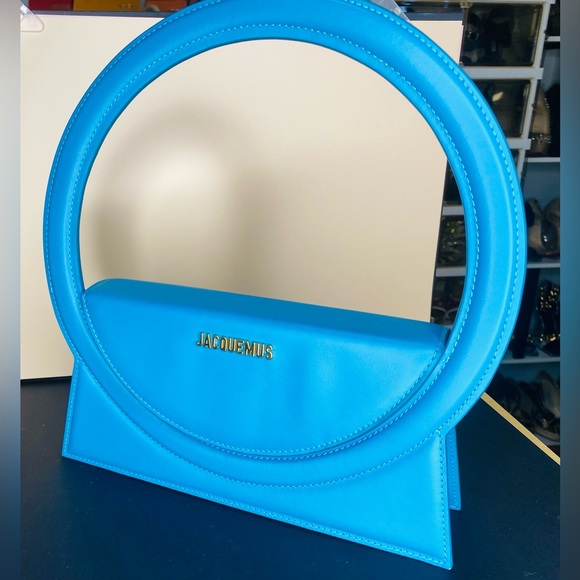 Jacquemus Le Grand Rond LARGE ROUND Blue Leather NWT Authentic - Picture 3 of 16